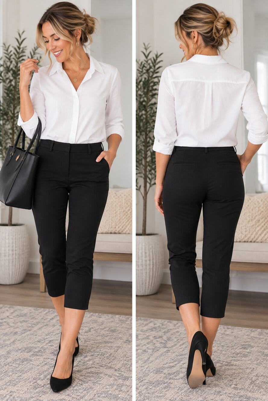 J.Crew City Fit Black Capri Pants Stretch Cropped Trouser Career Size 2